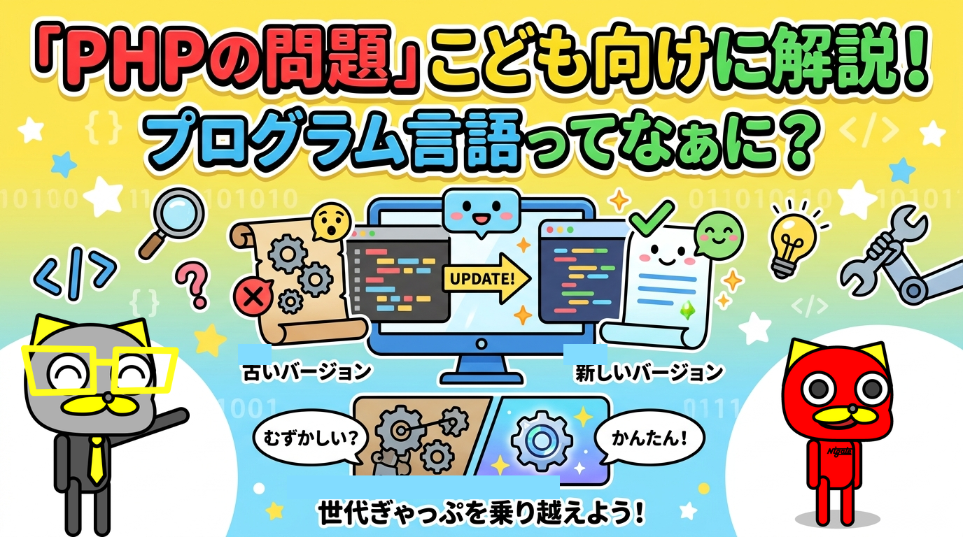 PHPって何？ なぜ「更新するだけ」で済まないの？――プログラミング言語とシステム更新を図解のアイキャッチ画像